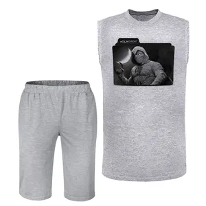 ست تاپ و شلوارک مردانه مدل moon knight کد BA592 رنگ طوسی