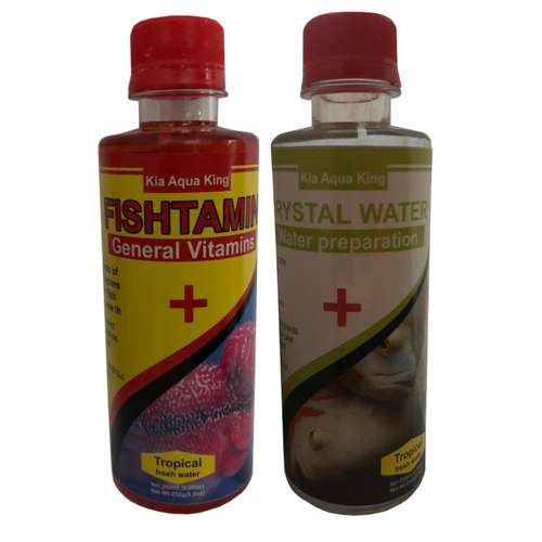 محلول مولتی ویتامین آبزیان مدل ms-2 حجم 250 میلی لیتر به همراه محلول شفاف کننده آب آکواریوم