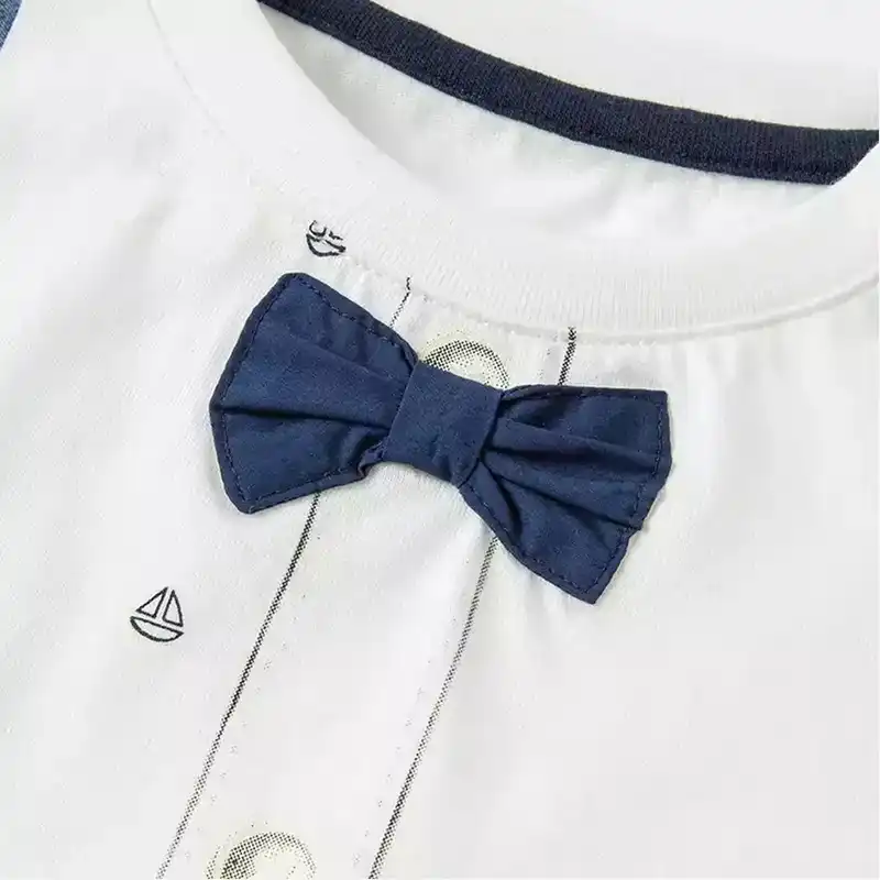 ست تی شرت آستین کوتاه و شلوارک نوزادی اچ اند ام مدل پاپیون دار