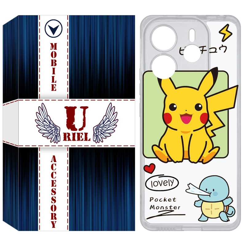 کاور یوریل مدل Clear کد 28 طرح پوکمون مناسب برای گوشی موبایل شیائومی Redmi Note 14 4G
