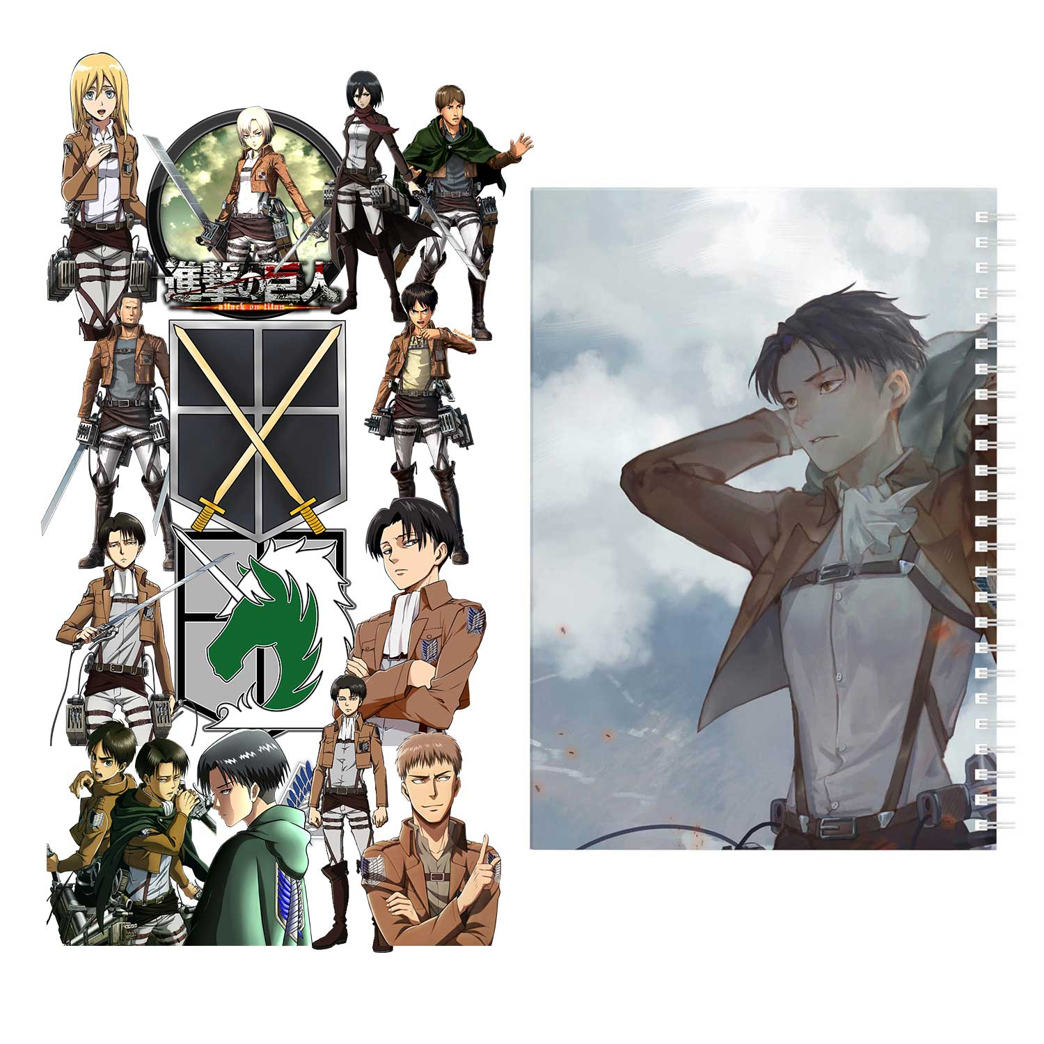 دفتر مشق باژیکان طرح انیمه اتک آن تایتان Attack On Titan کد 20211457 به همراه استیکر لپ تاپ مجموعه 14 عددی