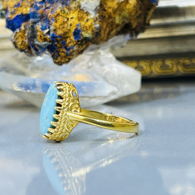 انگشتر نقره زنانه مدل مزین به فیروزه نیشابور