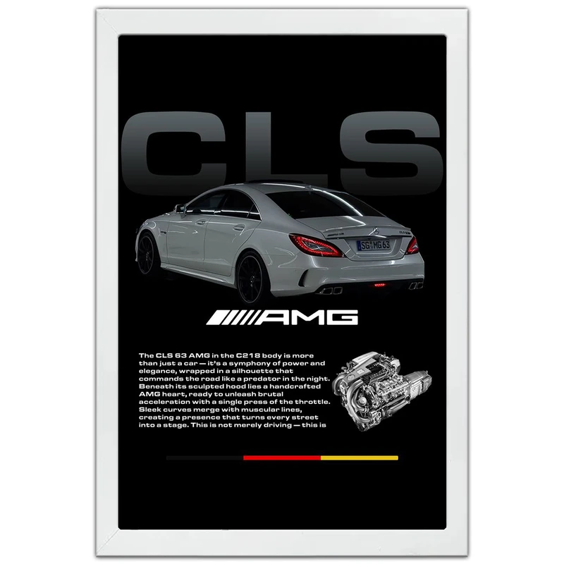 تابلو بکلیت طرح ماشین و خودرو مرسدس بنز Mercedes-Benz CLS 63 AMG مدل W-po1888 فریم سفید