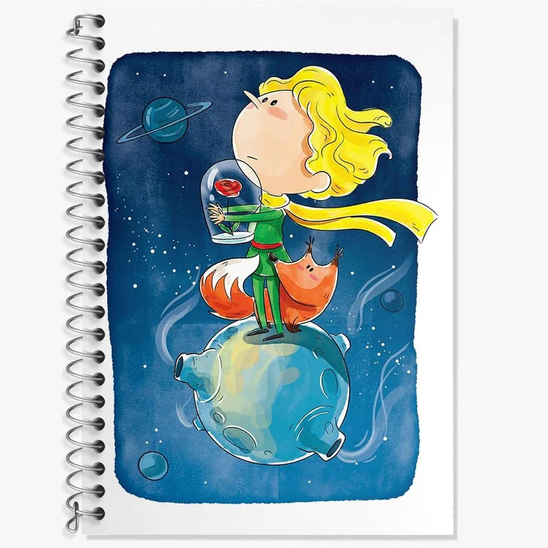 دفتر زبان 50 برگ خندالو مدل سه خط طرح شازده کوچولو کد 25781