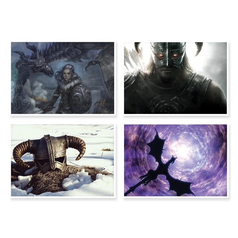 پوستر طرح بازی Skyrim کد A-1668 مجموعه 4 عددی