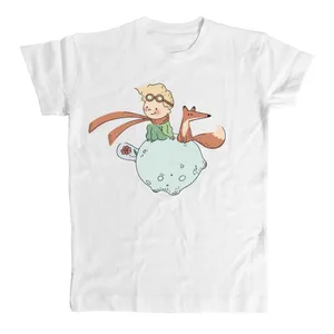 تی شرت آستین کوتاه بچگانه مدل پرنس کوچولو و روباه تمام پنبه تریکو