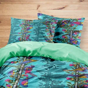 سرویس روتختی مدوپد طرح فرش قم آزادی از قفس پرنده‌ها مدل C-Ghom122 یک نفره 4 تکه