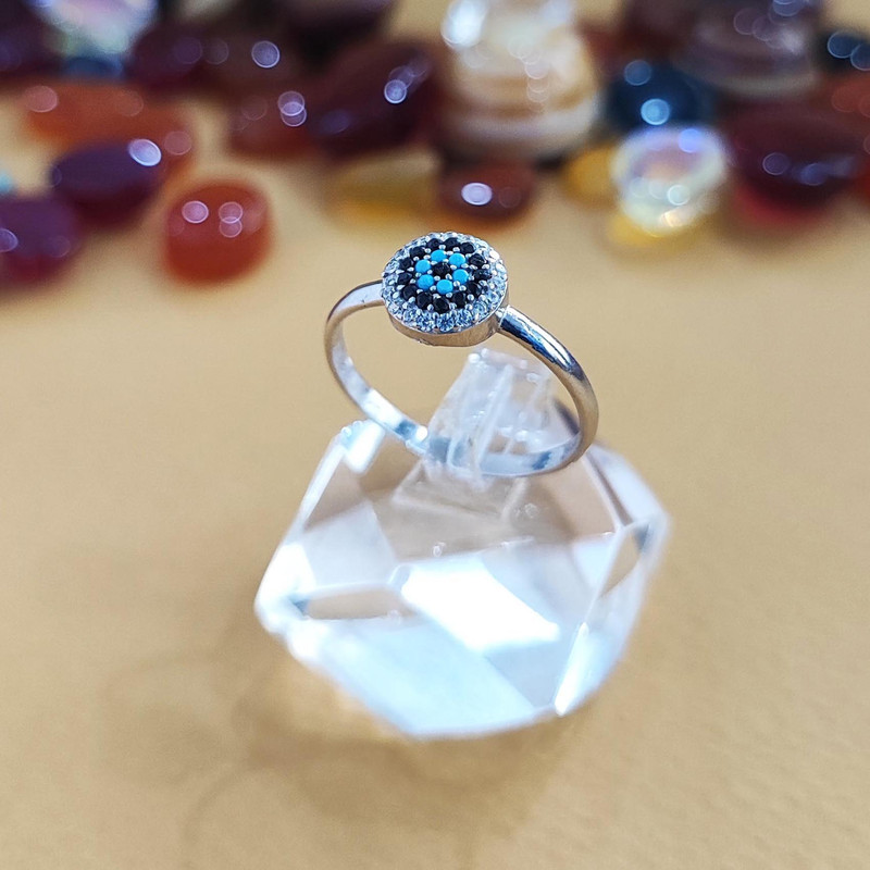 انگشتر نقره زنانه مدل چشم نظر تک چشم کد RS2048