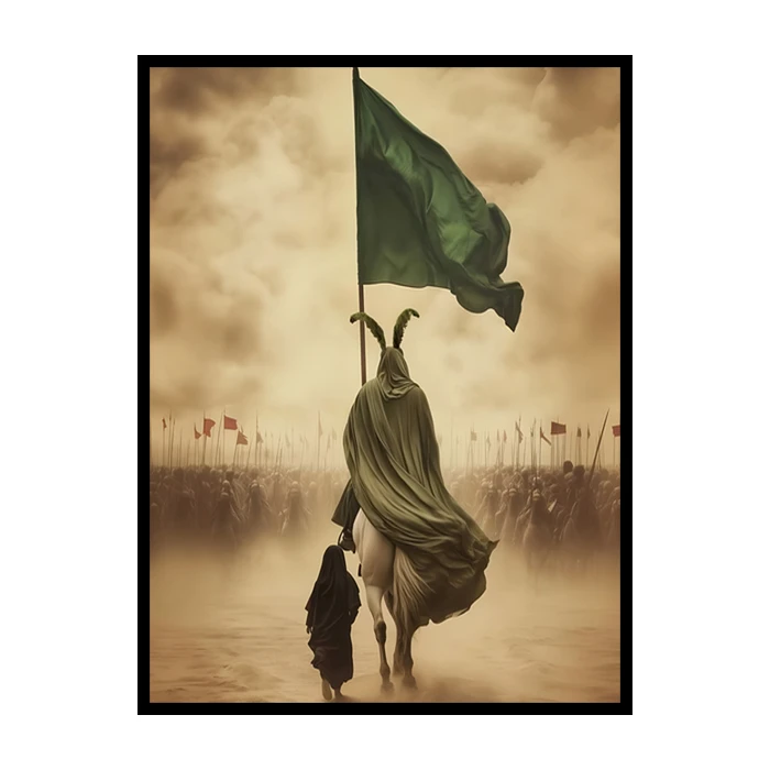 تابلو نوری بکلیت طرح تصویر مذهبی کربلا و امام حسین و روز عاشورا مدل B-bu5624 فریم مشکی