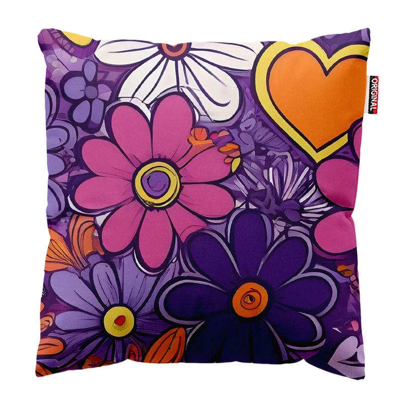   کوسن پاد آفرین طرح گل و  قلب کد 2252 سایز 30*30 سانتی متر