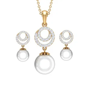 نیم ست طلا 18 عیار زنانه قیراط طرح مروارید کد GH2144