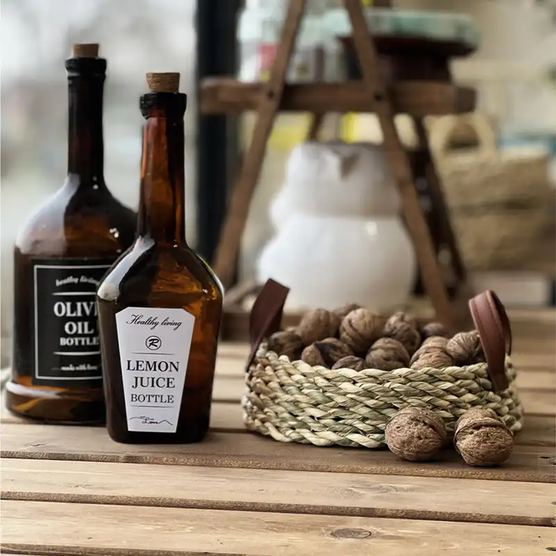 سبد حصیری مدل دسته چرمی