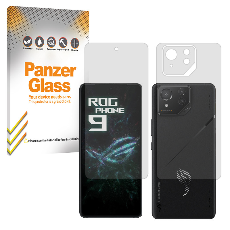 محافظ صفحه نمایش شفاف پنزر گلس مدل Resistant مناسب برای گوشی موبایل ایسوس ROG Phone 9 به همراه محافظ پشت گوشی 