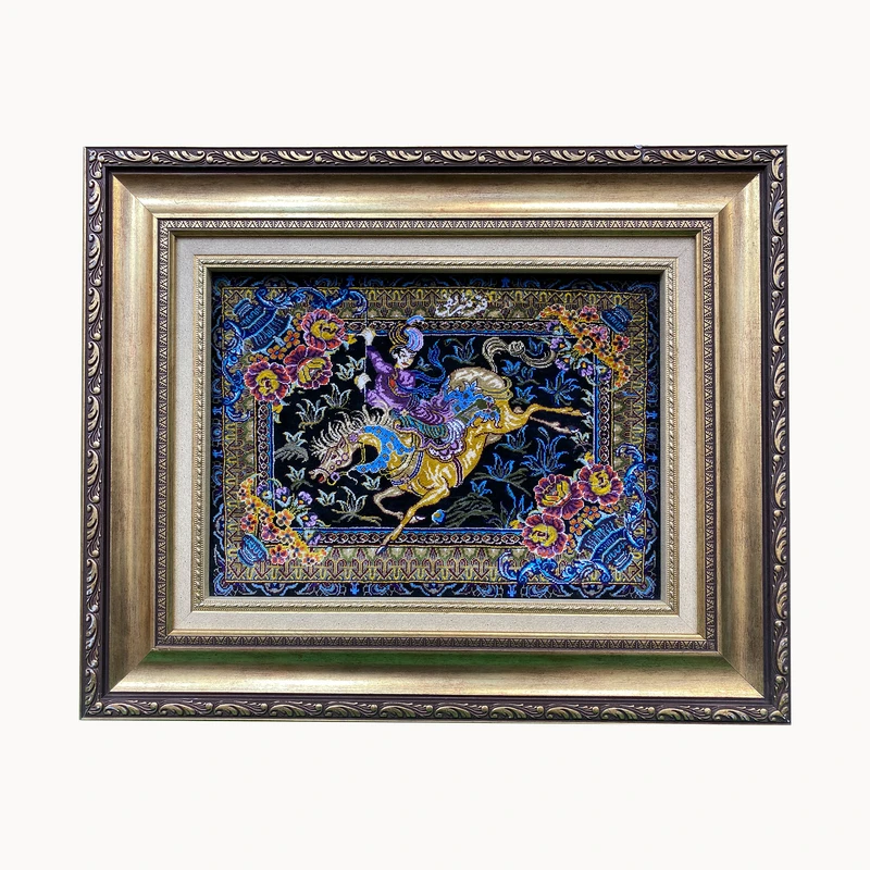 تابلو فرش دستباف طرح شکارگاه کد ۲۱۳۶۴۵۶۸