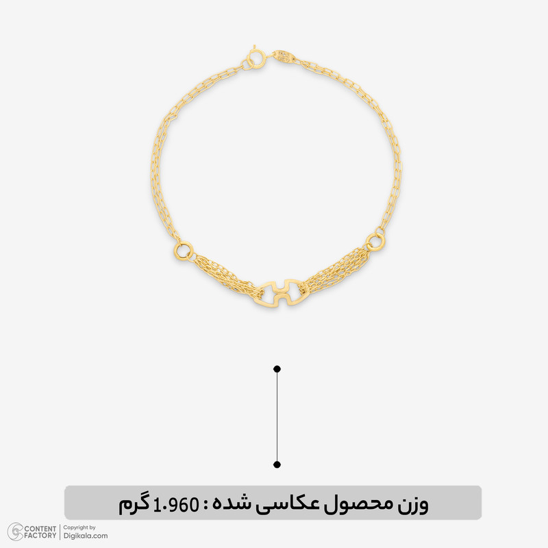 دستبند زنجیری طلا کم اجرت 18 عیار زنانه نگین مدل mk513