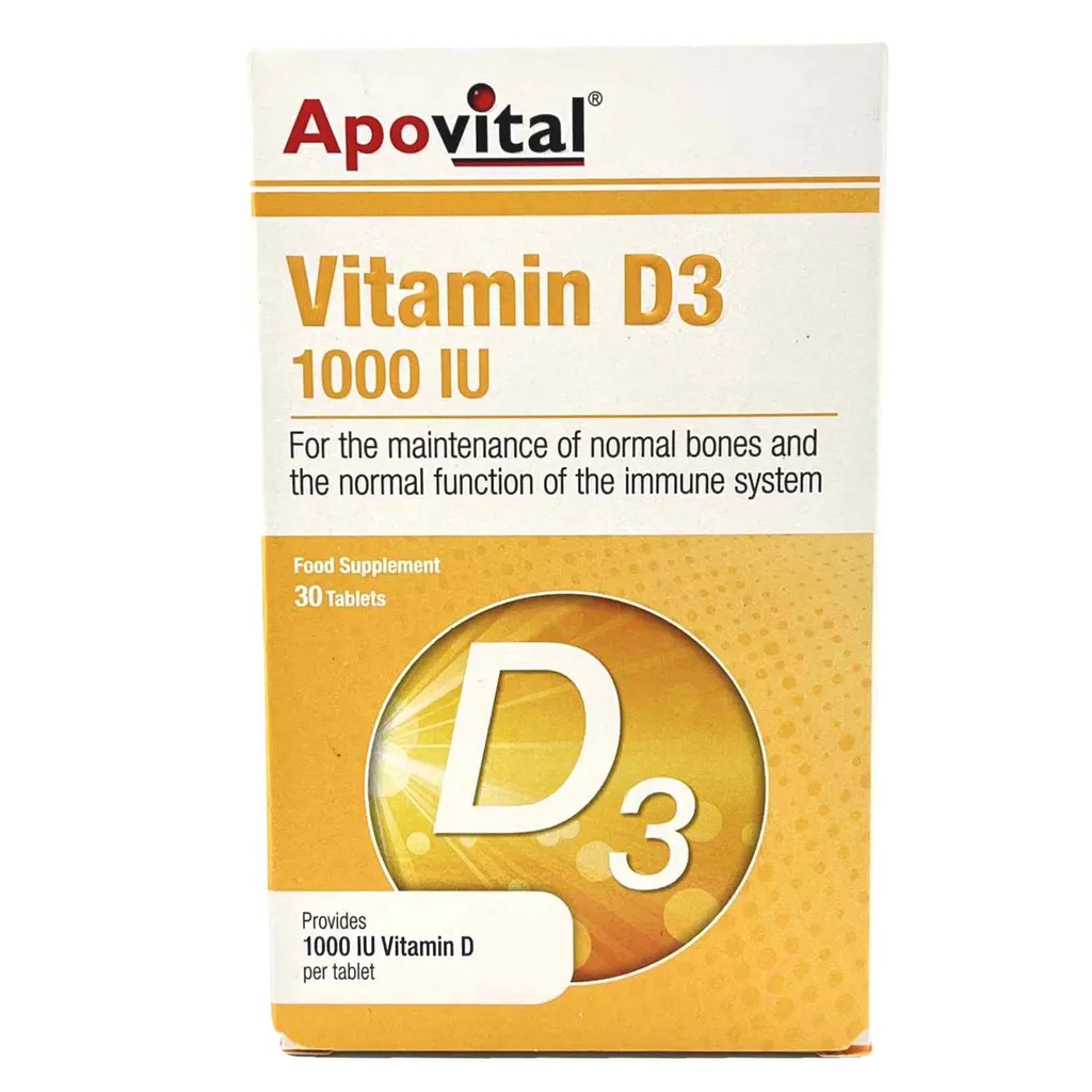 ویتامین D3 1000 واحد Apovital بسته 30 عددی