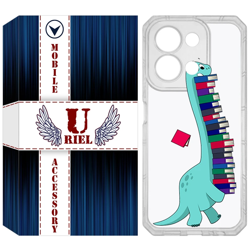 کاور یوریل مدل Clear کد 17 طرح دایناسور کتابخوان مناسب برای گوشی موبایل شیائومی Redmi 15C 4G