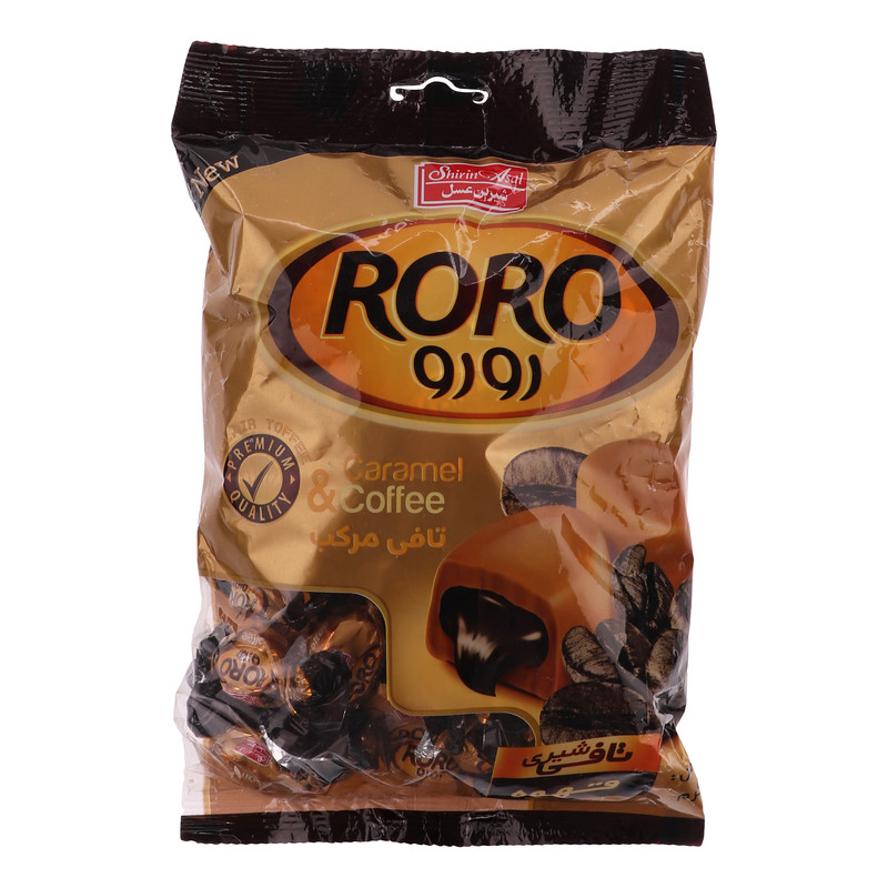 تافی مغزدار کره‌ ای با کرم قهوه رورو شیرین عسل - 400 گرم