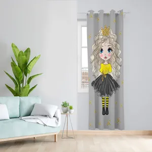  پرده مدل اتاق کودک مخمل پانچی طرح دخترانه کد 4753 سایز 140x280 سانتی متر