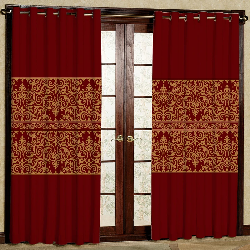  پرده بارمان دکور طرح کلاسیک مدل مخمل پانچی کد 25-5024 W سایز 140x250 سانتی متر