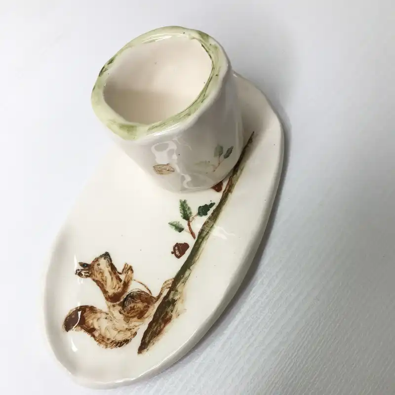 ست فنجان و زیر لیوانی سرامیکی طرح سنجاب