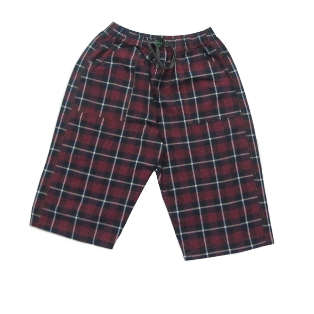 شلوارک مردانه مدل چهار خونه رنگ زرشکی