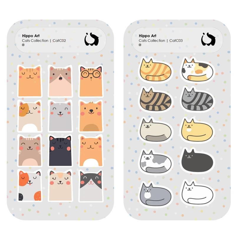 برچسب هیپو آرت مدل گربه بسته دو عددی