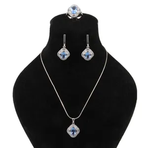 نیم ست نقره زنانه بازرگانی میلادی مدل فانتزی کد NTR_349