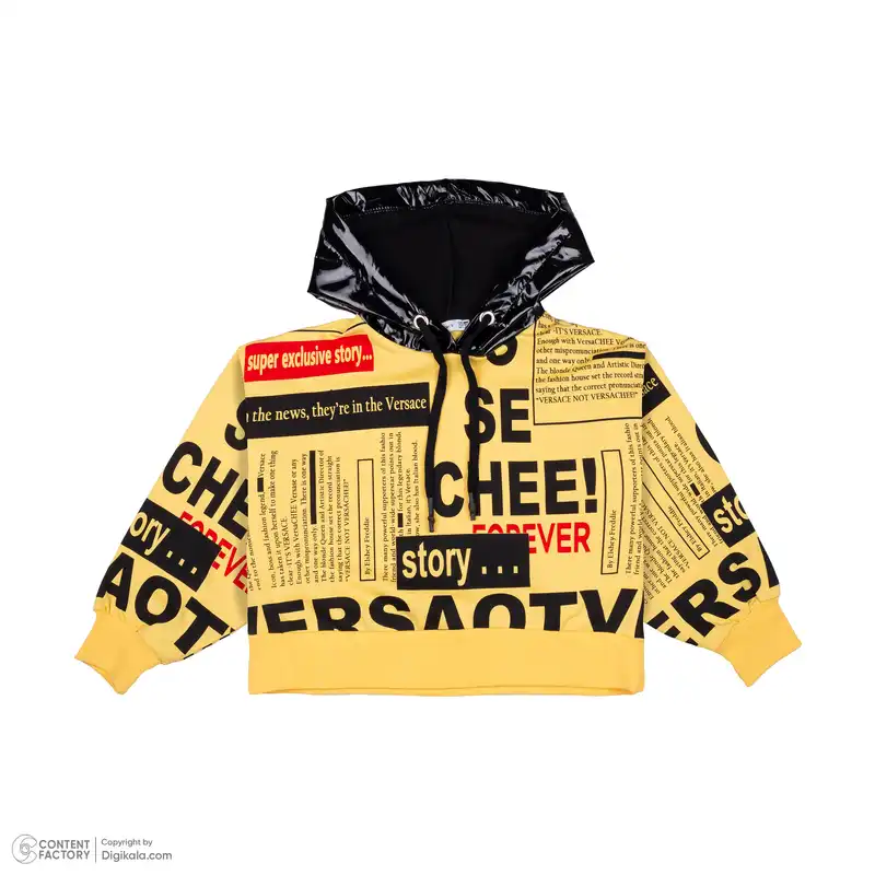 هودی کراپ زنانه مدل 9520 رنگ زرد