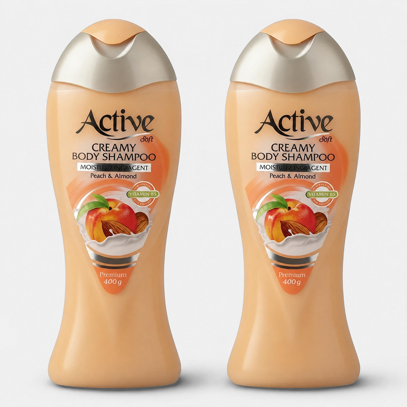 شامپو بدن اکتیو مدل Peach And Almond وزن 400 گرم  مجموعه 2 عددی