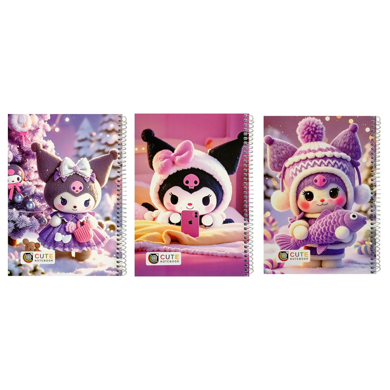 دفتر مشق 50 برگ کیوت مدل حاشیه دار کرومی کد K_C بسته 3 عددی