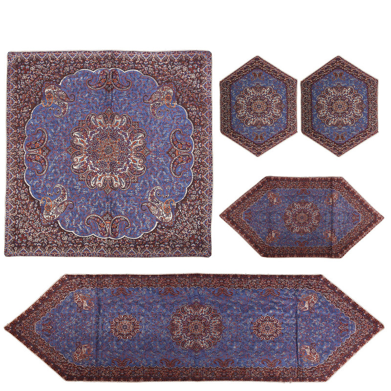ست 5 تکه رومیزی ترمه طرح شبستان مدل P45-01