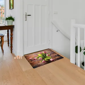پادری مدل سه لایه رویه مخمل طرح گل لاله کد S507 سایز 75x45 سانتی متر