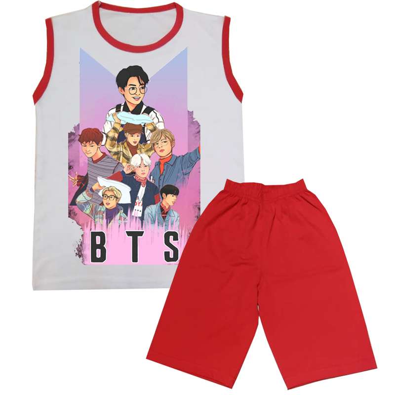 ست تاپ و شلوارک بچگانه مدل  BTS کد STb2044 
