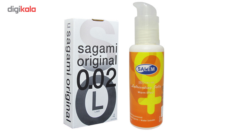 کاندوم ساگامی مدل Large بسته 4عددی به همراه ژل روان کننده و افزایش میل جنسی سالم مدل Warming2