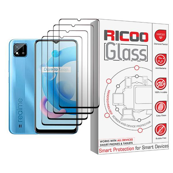 محافظ صفحه نمایش ریکو مدل Ricoo Glass MIX004 مناسب برای گوشی موبایل ریلمی C20A بسته چهار عددی