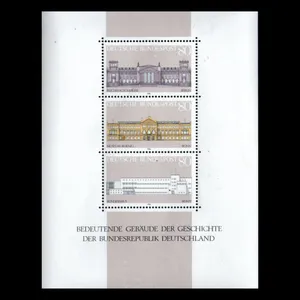 تمبر یادگاری مدل مینی شیت جمهوری آلمان ساختمان رایش 1986 میلادی مجموعه 3 عددی 