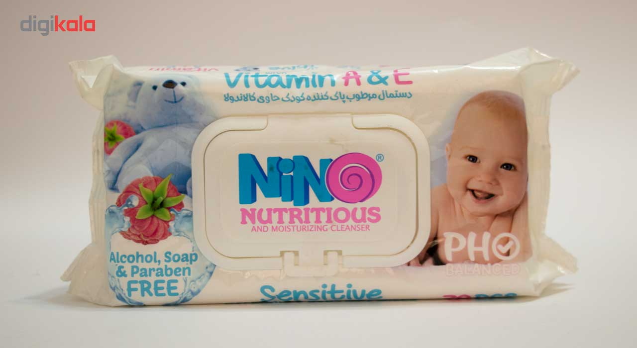دستمال مرطوب کودک نینو مدل Sensitive بسته 70 عددی