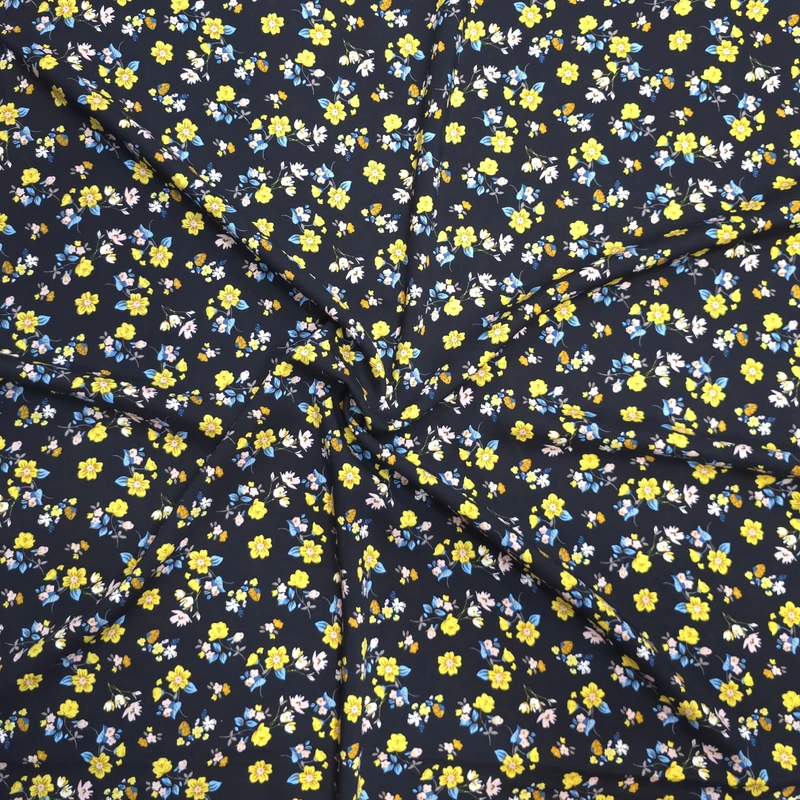 پارچه لباس عرض 1.4 متر مدل نخی هندی طرح گل ریز رنگ زرد