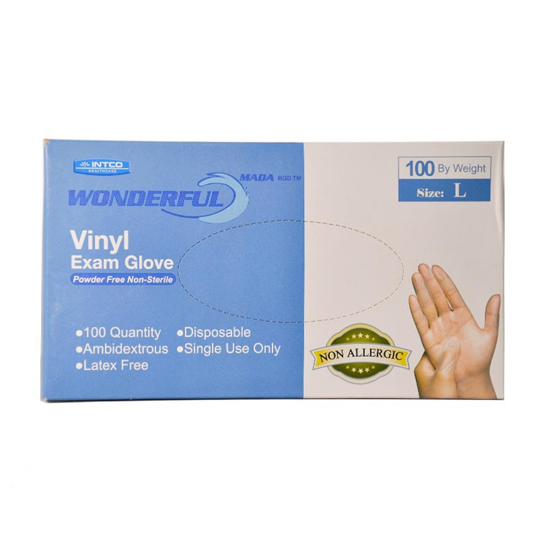 دستکش طبی وینیل واندرفول مدل 01L سایز لارج بسته 100 عددی