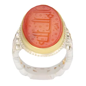 انگشتر نقره مردانه بازرگانی میلادی مدل سنگ عقیق یمانی کهنه رکاب دست ساز  ملک الله کد AM_2331