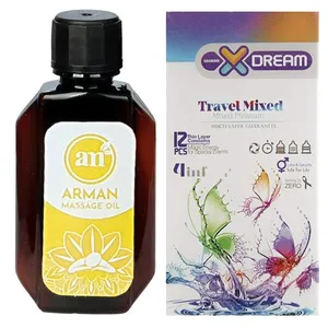 کاندوم ایکس دریم مدل Travel Mixed بهمراه روغن ماساژ آرمان