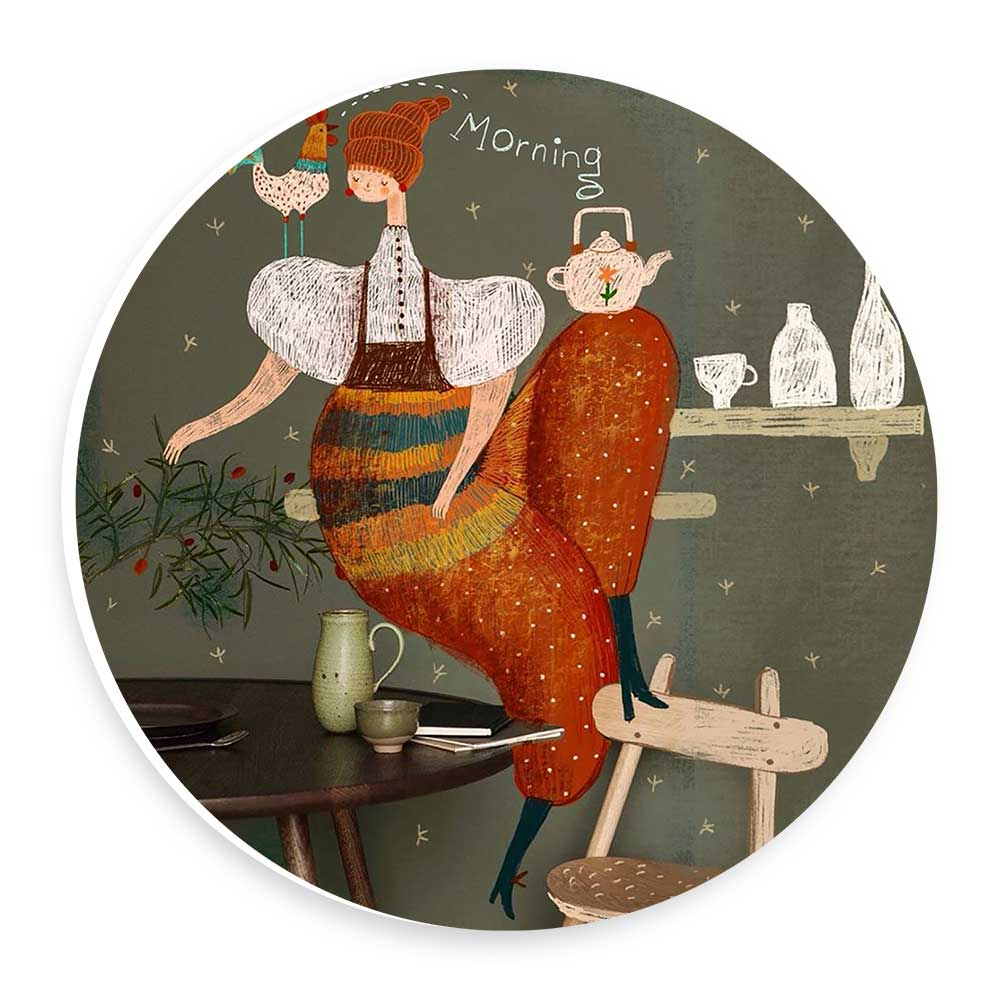 دیوارکوب طرح بانو و میز صبحانه مدل wtb317