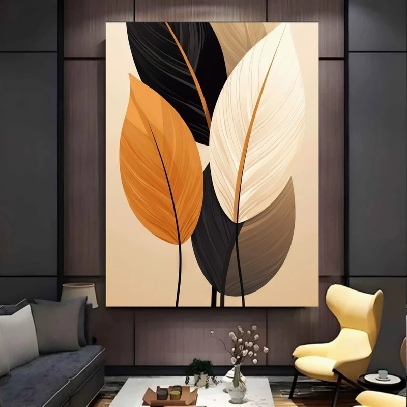 پوستر پارچه ای طرح مخمل  برگ مدل مینیمال کد BK57845