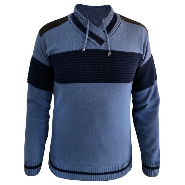 پلیور مردانه مدل 8098 رنگ آبی نفتی