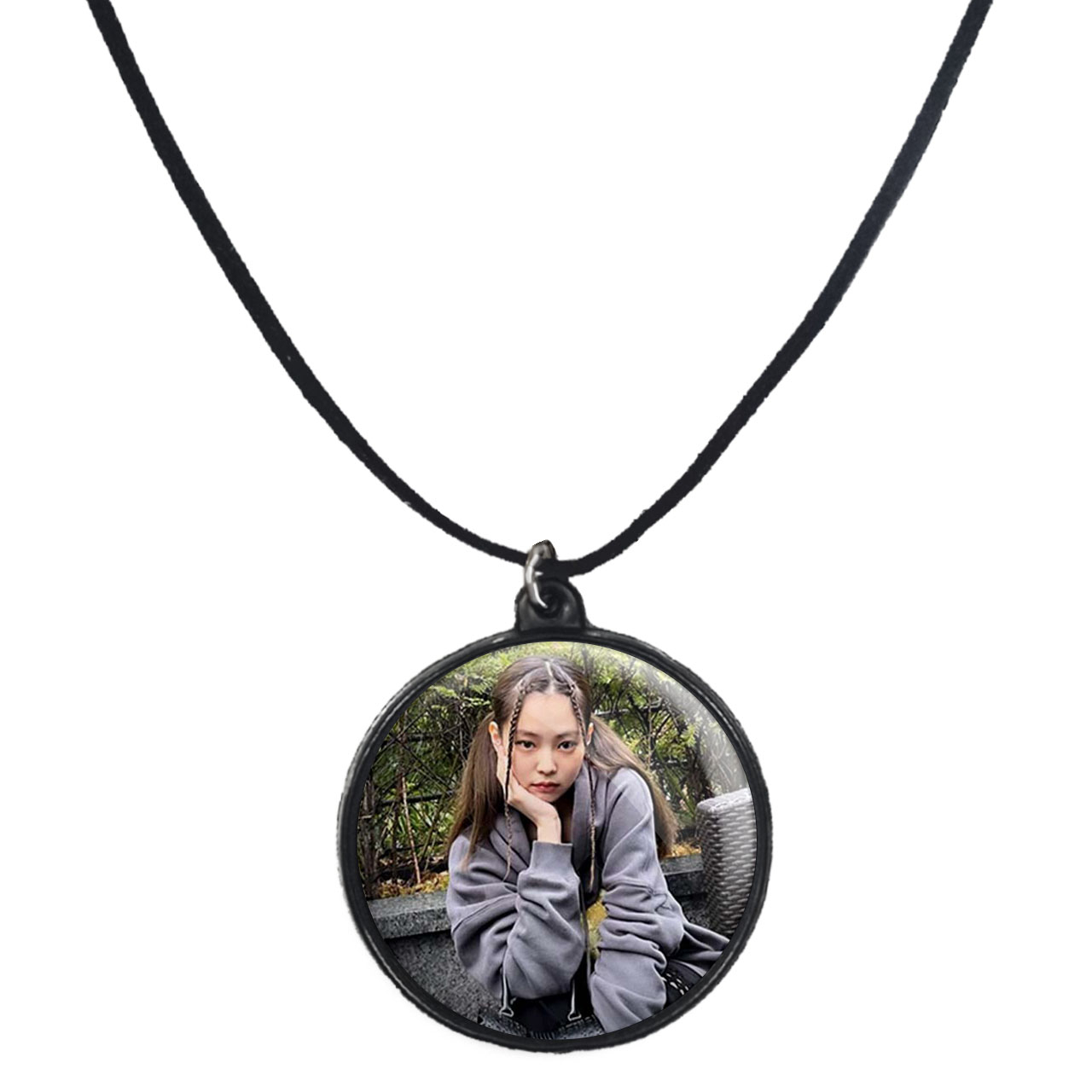 گردنبند پرمانه طرح بلک پینک کد pmb.6747 مدل دو طرفه