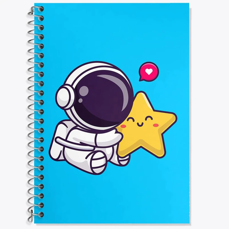 دفتر زبان 50 برگ خندالو مدل دو خط طرح فضانورد کد 25066