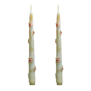 شمع دست ساز مدل قلمی طرح بابونه کد 0008 مجموعه دو عددی