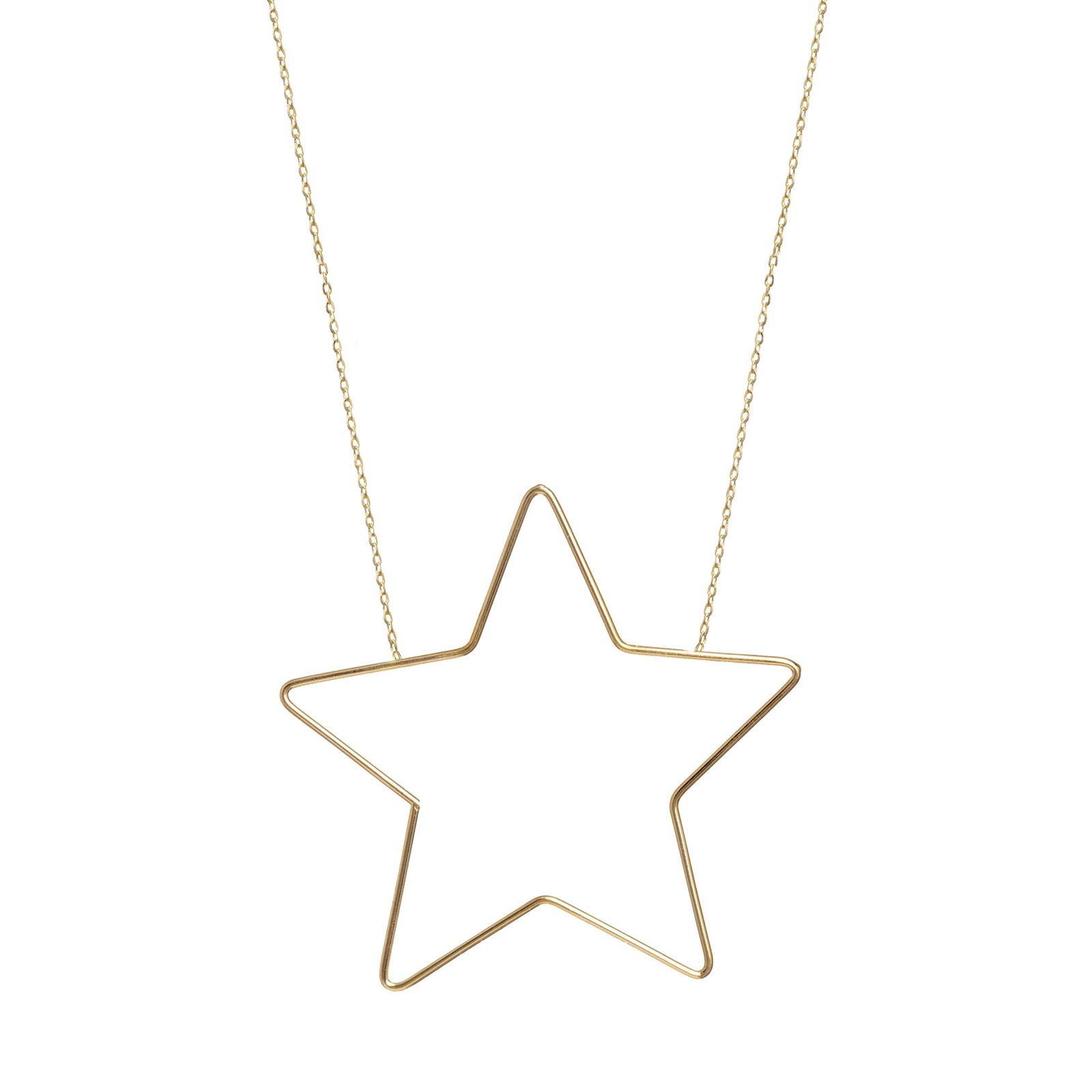 گردنبند طلا 18 عیار زنانه طلا و جواهر درریس مدل پروفیل ستاره -  - 1