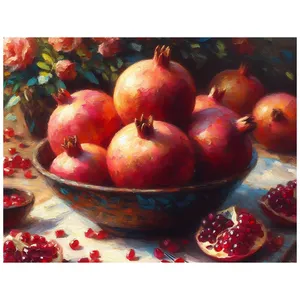 فرش پارچه‌ای مدل فرشینه طرح نقاشی انار کد AR3059740